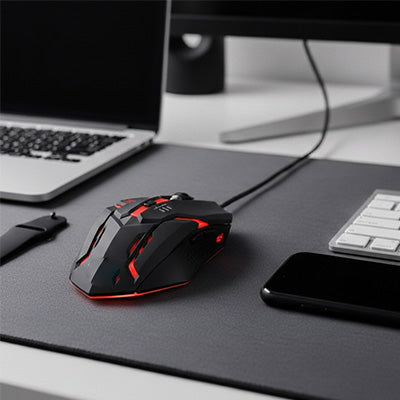 Souris filaire ergonomique vexaro noir et rouge