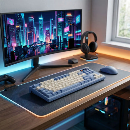 clavier gamer seedstrike bleu blanc