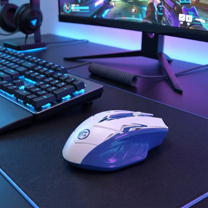 souris gamer sans fil TapX bleu et blanc
